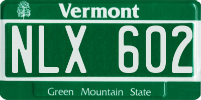 VT license plate NLX602