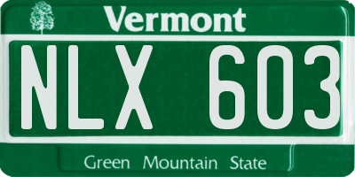 VT license plate NLX603