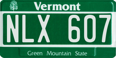 VT license plate NLX607