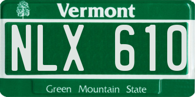 VT license plate NLX610