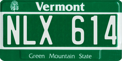 VT license plate NLX614