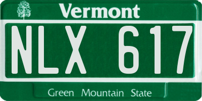 VT license plate NLX617