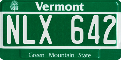 VT license plate NLX642