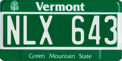 VT license plate NLX643