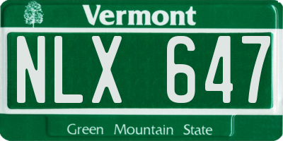 VT license plate NLX647