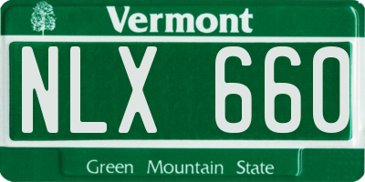 VT license plate NLX660
