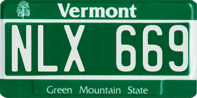 VT license plate NLX669