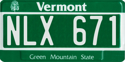 VT license plate NLX671