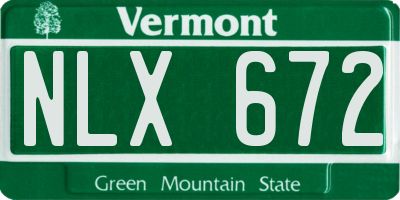 VT license plate NLX672