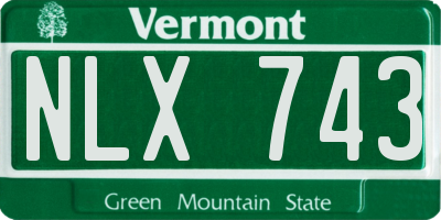 VT license plate NLX743