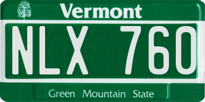 VT license plate NLX760