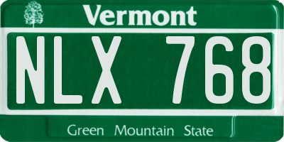VT license plate NLX768