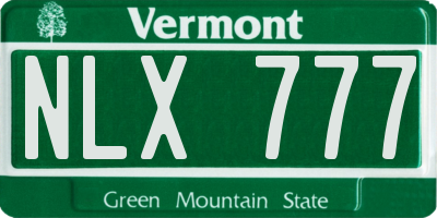 VT license plate NLX777