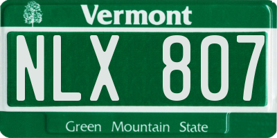 VT license plate NLX807