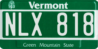 VT license plate NLX818