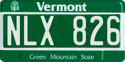 VT license plate NLX826