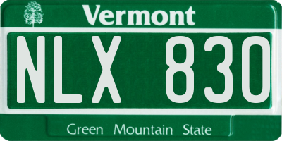 VT license plate NLX830