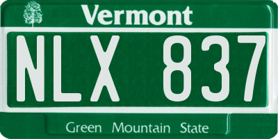 VT license plate NLX837