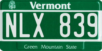 VT license plate NLX839