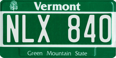 VT license plate NLX840