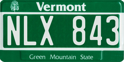 VT license plate NLX843