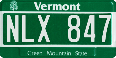 VT license plate NLX847