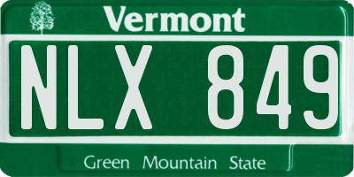 VT license plate NLX849