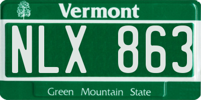 VT license plate NLX863