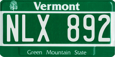 VT license plate NLX892
