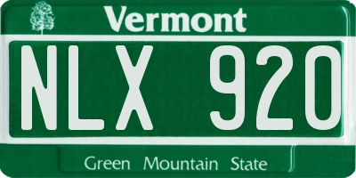VT license plate NLX920