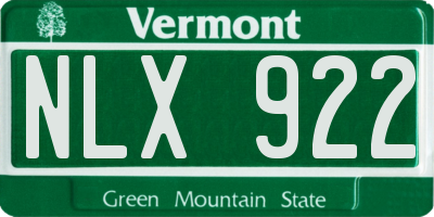 VT license plate NLX922