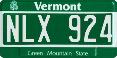 VT license plate NLX924