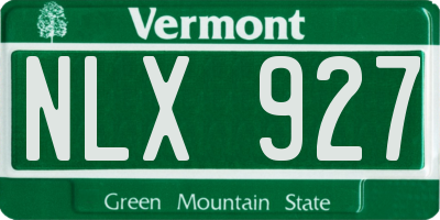 VT license plate NLX927