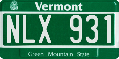VT license plate NLX931