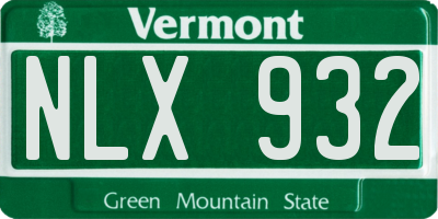 VT license plate NLX932