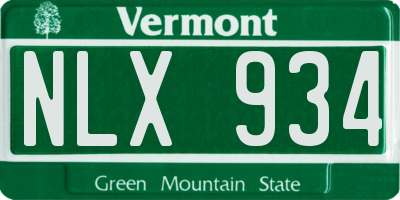 VT license plate NLX934
