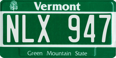 VT license plate NLX947