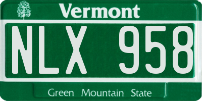 VT license plate NLX958