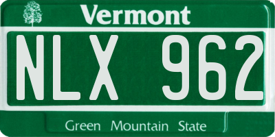VT license plate NLX962