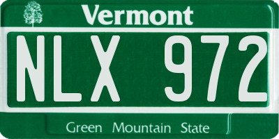 VT license plate NLX972