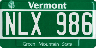 VT license plate NLX986