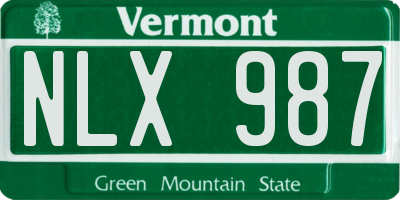 VT license plate NLX987