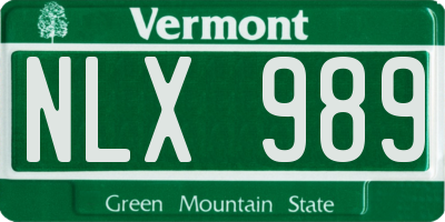 VT license plate NLX989