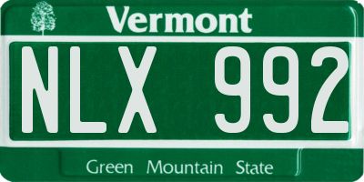 VT license plate NLX992