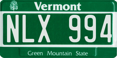 VT license plate NLX994