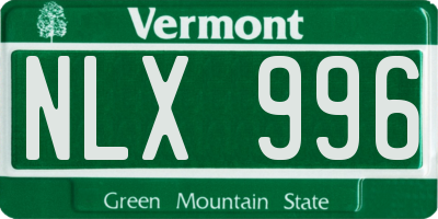 VT license plate NLX996
