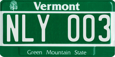 VT license plate NLY003