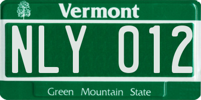 VT license plate NLY012