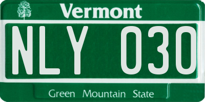 VT license plate NLY030