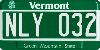 VT license plate NLY032